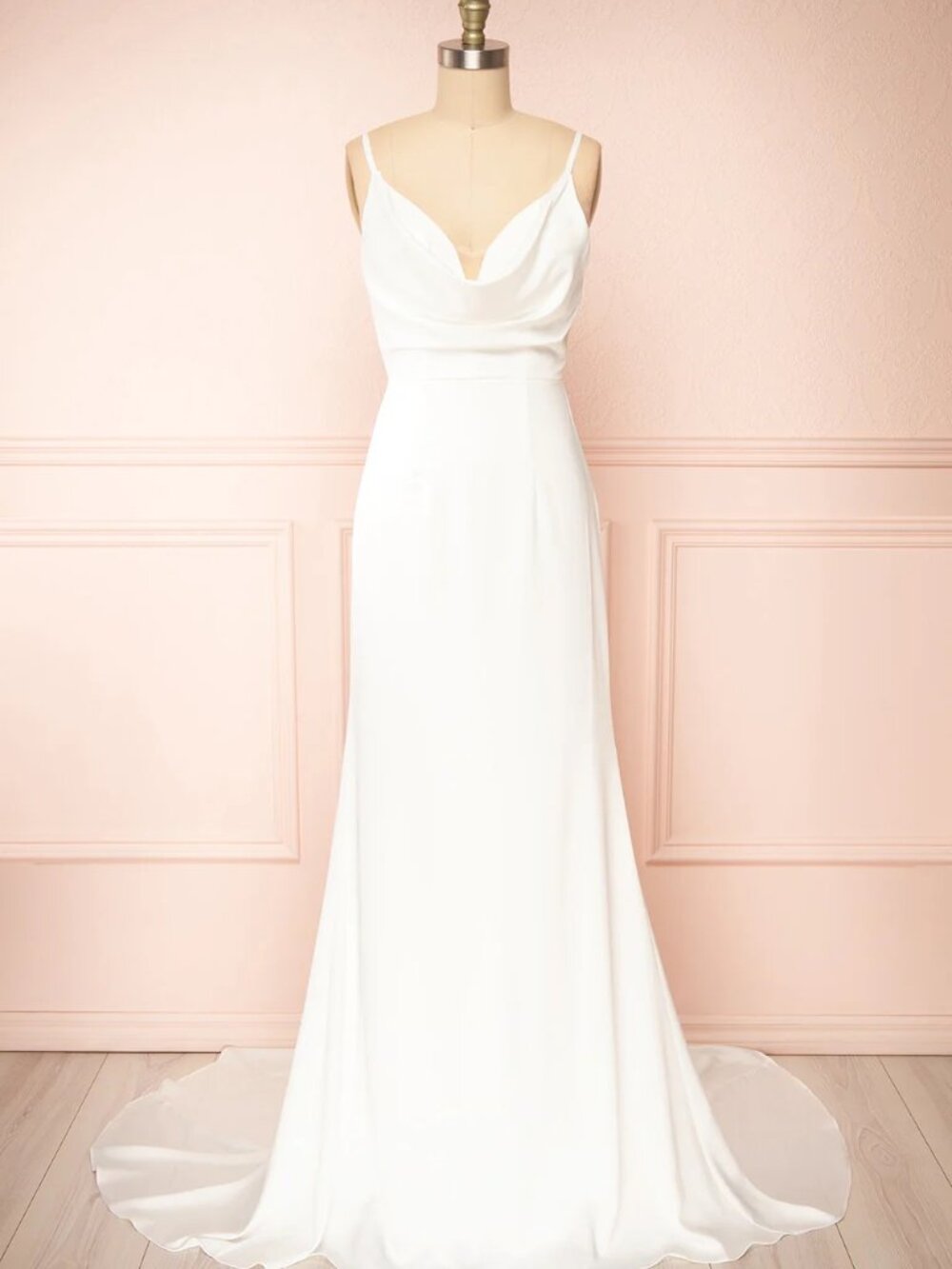 Boutique 1861 | Elarielle | Tie-Back White Cowl Neck Wedding Gown